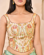 Amodini Designer Studio Kashi Banarsi Corset Style White Blouse