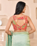 Amodini Designer Studio Paisley Zari Embroidery Pink Sleeveless Padded Blouse