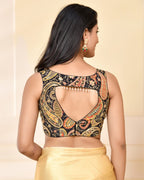 Amodini Designer Studio Paisley Zari Embroidery Black Sleeveless Padded Blouse