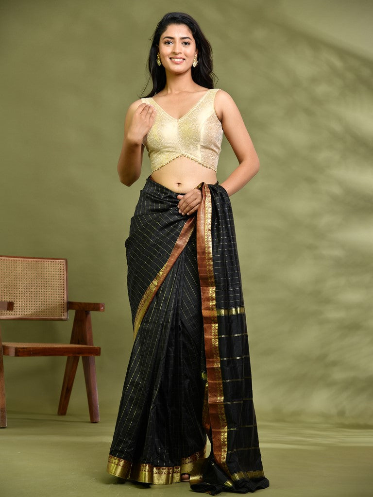 Amodini Designer Studio Golden Brocade Sleeveless Padded Blouse