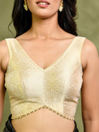 Amodini Designer Studio Golden Brocade Sleeveless Padded Blouse