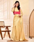 Amodini Designer Studio Pink Banarsi Jacket With Golden Blouse