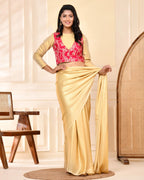 Amodini Designer Studio Pink Banarsi Jacket With Golden Blouse