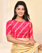 Amodini Designer Studio Pink Banarsi Lehriya Padded Blouse