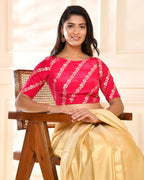 Amodini Designer Studio Pink Banarsi Lehriya Padded Blouse