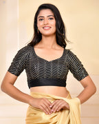 Amodini Designer Studio Black Golden Sequined Padded Blouse