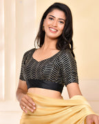 Amodini Designer Studio Black Golden Sequined Padded Blouse