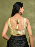 Amodini Designer Studio Golden Pearl Cutdana Sleeveless Padded Blouse