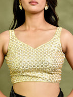 Amodini Designer Studio Golden Pearl Cutdana Sleeveless Padded Blouse