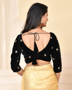 Amodini Designer Studio Black Embellished Velvet Blouse