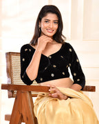 Amodini Designer Studio Black Embellished Velvet Blouse