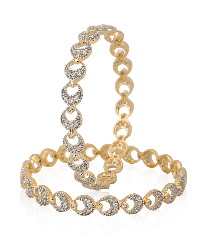 Gold-Plated Alloy Designer American Diamond Bangle Set - The Pari - Distacart