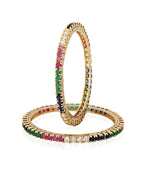 Gold-Plated Alloy Set Of 2 Multicolou Ad Bangles - The Pari - Distacart