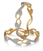 Gold-Plated Alloy Designer American Diamond Bangle Set - The Pari - Distacart