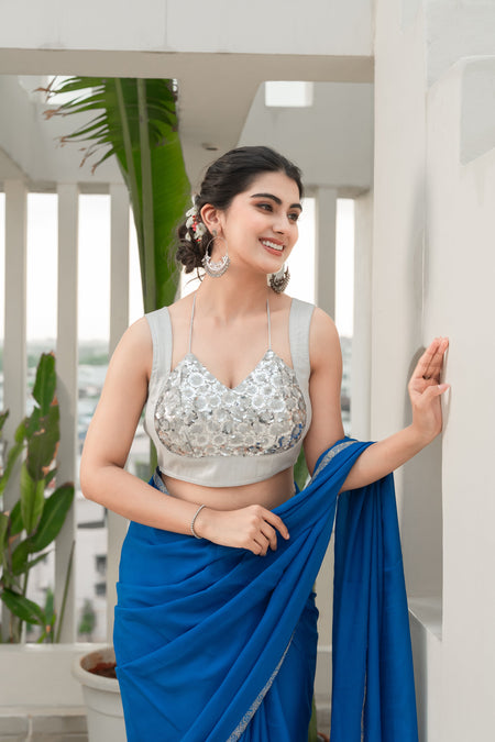 Amodini Designer Studio Women Embellished Sweetheart Neck Saree Blouse