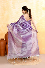 Piyari Fashion Women's Lavender Dual Tone Organic Tissue Saree With Blouse Piece - Distacart