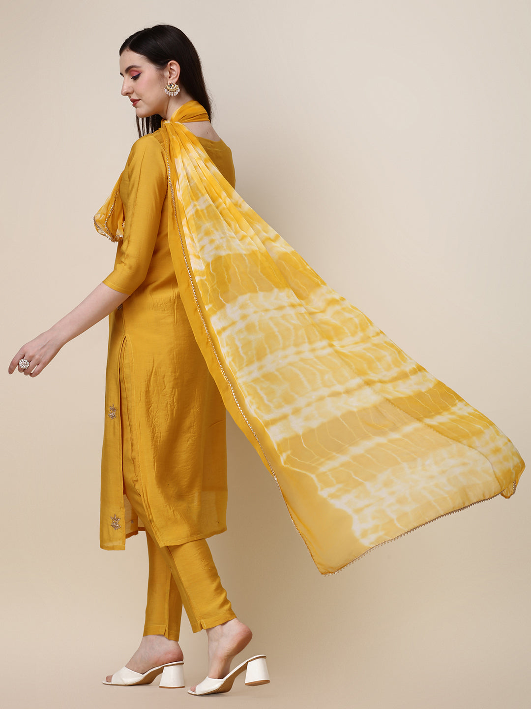Thread Embroidered Kurta With Pant And Dupatta Set, Multicolor - Hiral Fashion