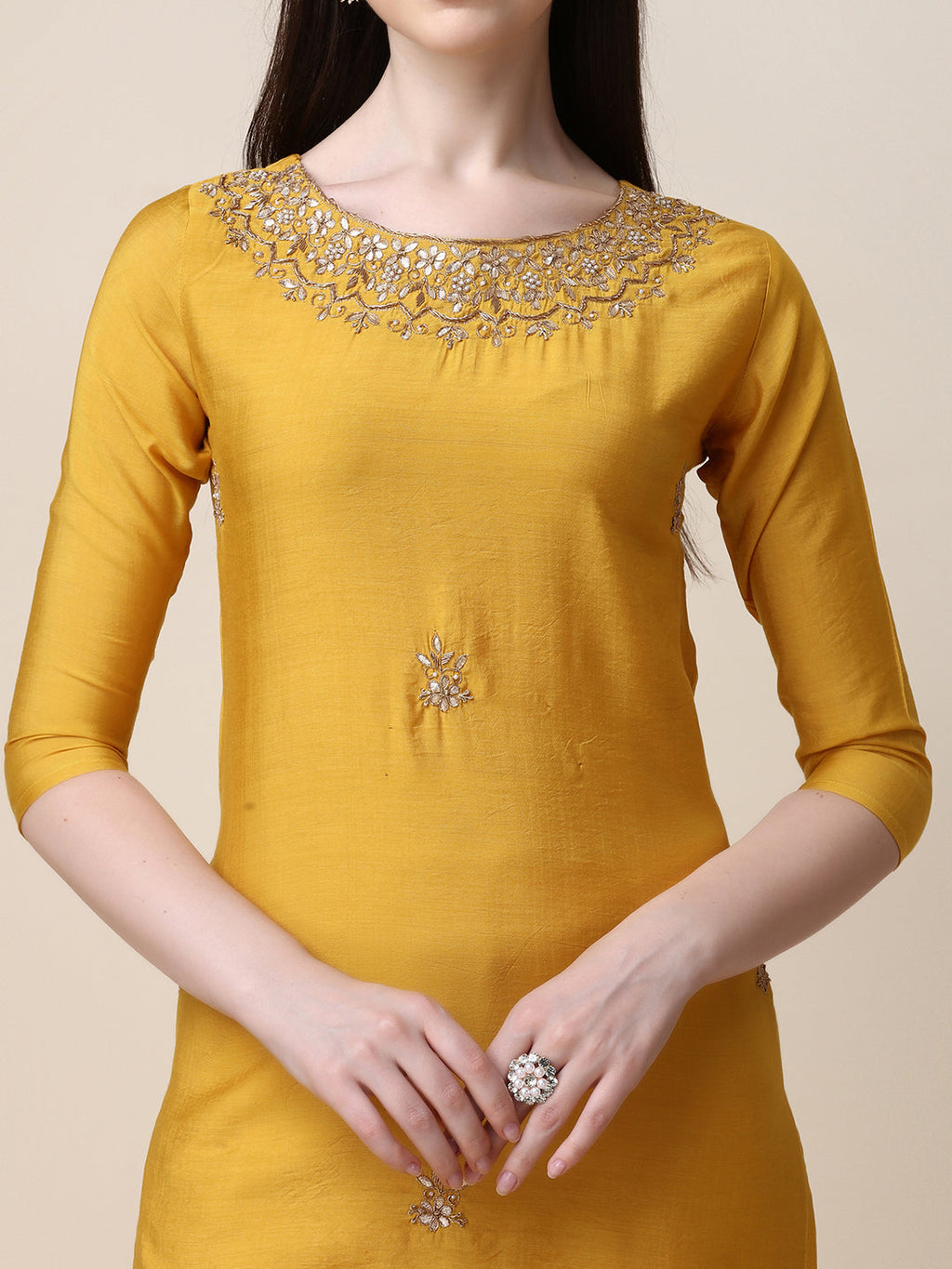 Thread Embroidered Kurta With Pant And Dupatta Set, Multicolor - Hiral Fashion