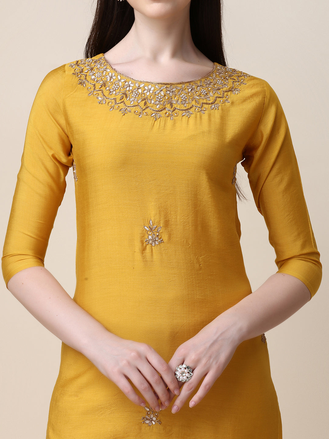 Thread Embroidered Kurta With Pant And Dupatta Set, Multicolor - Hiral Fashion