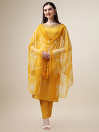 Thread Embroidered Kurta With Pant And Dupatta Set, Multicolor - Hiral Fashion