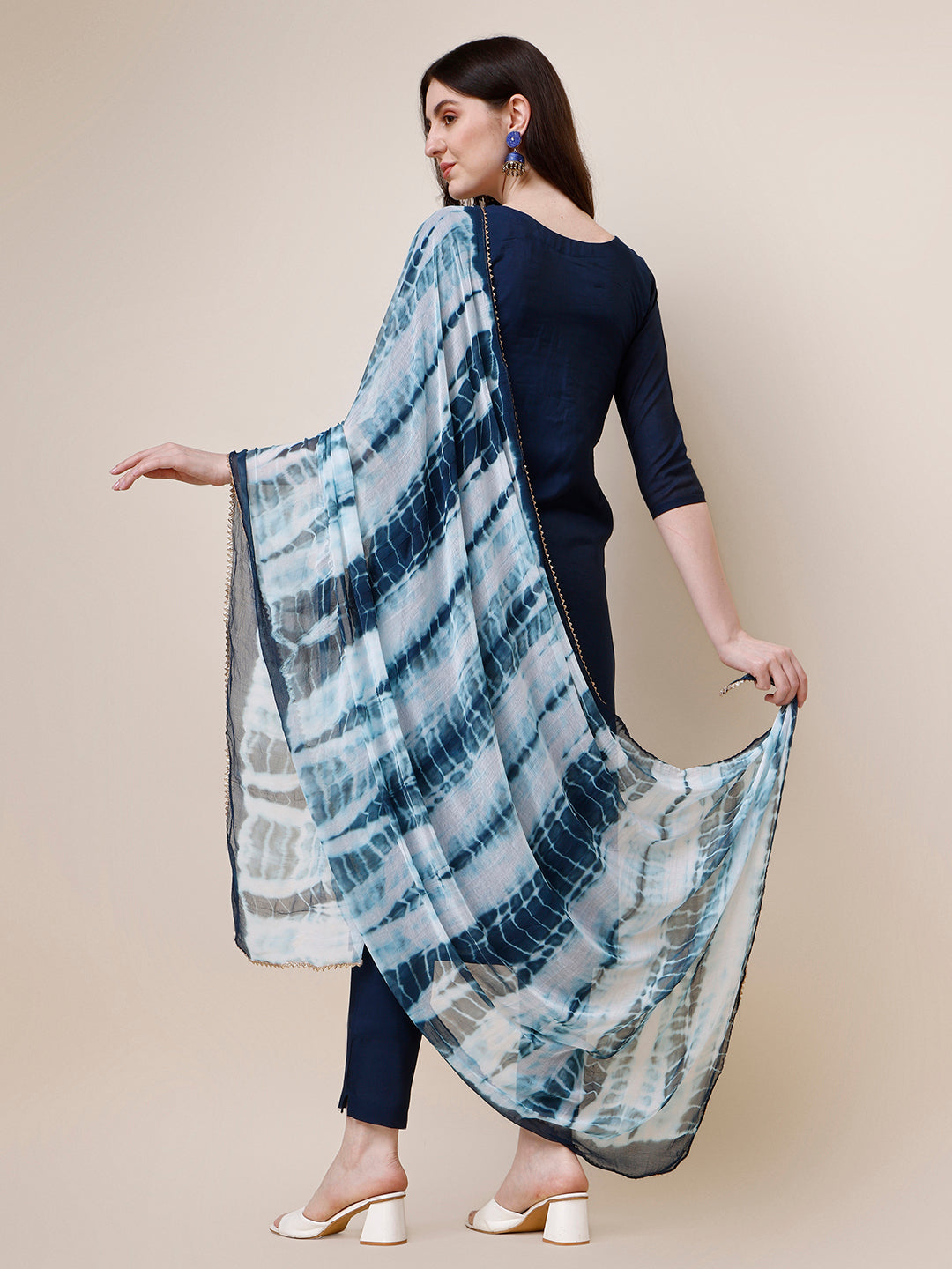 Hand Embroidered Kurta With Pant And Dupatta Set, Multicolor - Hiral Fashion