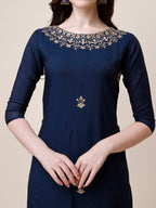 Hand Embroidered Kurta With Pant And Dupatta Set, Multicolor - Hiral Fashion