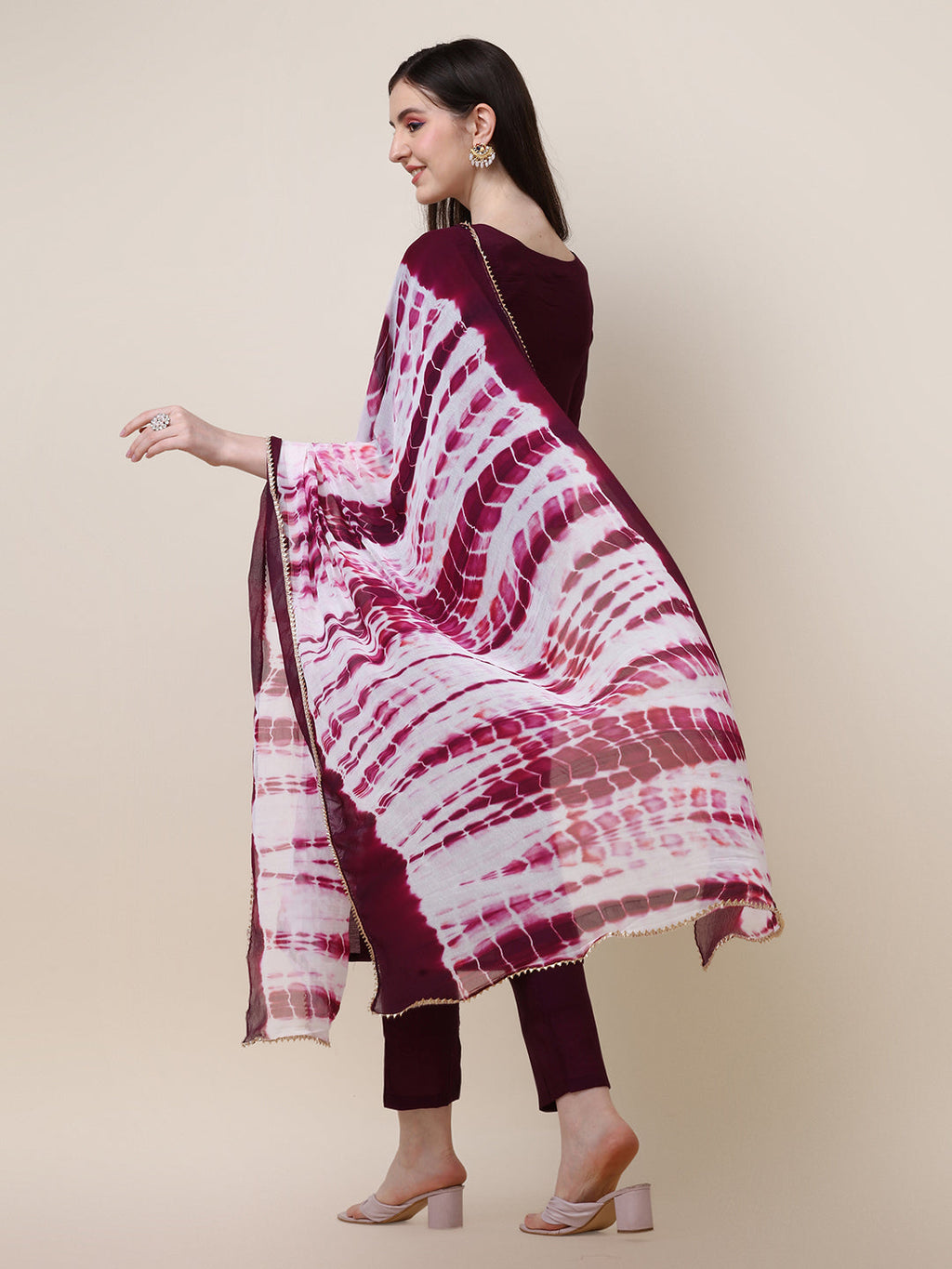 Hand Embroidered Kurta With Pant And Dupatta Set, Multicolor - Hiral Fashion - Distacart
