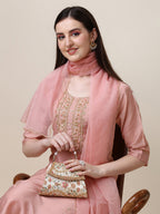 Hand Embroidered Kurta With Pant And Dupatta Set, Multicolor - Hiral Fashion - Distacart