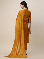 Embroidered Mandarin Collar Kurta With Pant And Dupatta Set, Multicolor - Hiral Fashion - Distacart