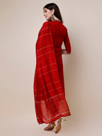 Embroidered Mandarin Collar Kurta With Pant And Dupatta Set, Multicolor - Hiral Fashion - Distacart