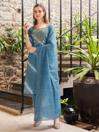 Leheriya Printed & Embroidered Kurta With Pant & Dupatta, Multicolor - Hiral Fashion - Distacart