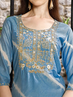 Leheriya Printed & Embroidered Kurta With Pant & Dupatta, Multicolor - Hiral Fashion - Distacart