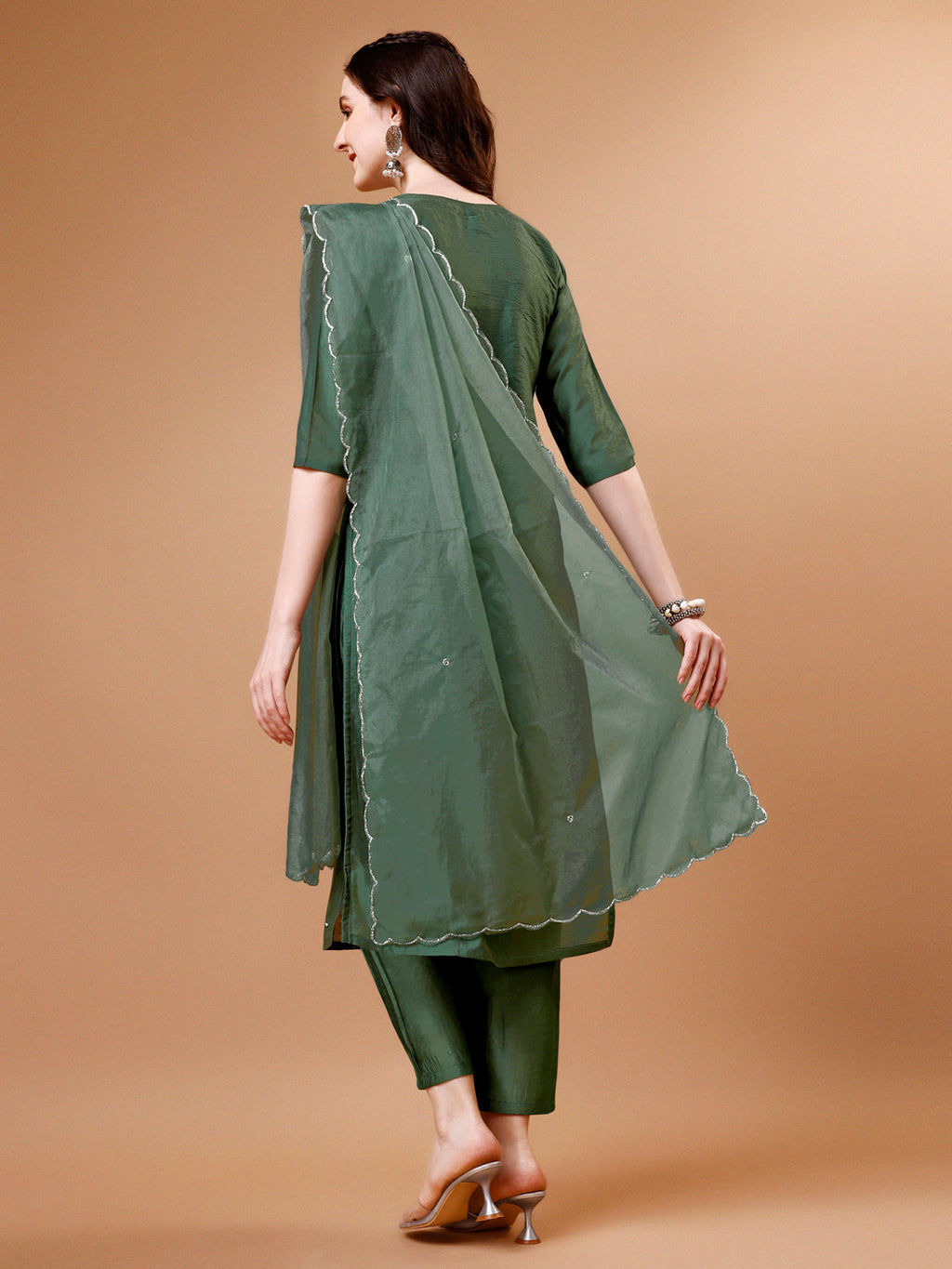 Hand Beads Embroidered Kurta With Pant & Dupatta, Multicolor - Hiral Fashion - Distacart