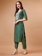 Hand Beads Embroidered Kurta With Pant & Dupatta, Multicolor - Hiral Fashion - Distacart