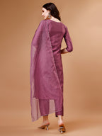 Hand Beads Embroidered Kurta With Pant & Dupatta, Multicolor - Hiral Fashion - Distacart