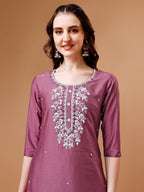 Hand Beads Embroidered Kurta With Pant & Dupatta, Multicolor - Hiral Fashion - Distacart