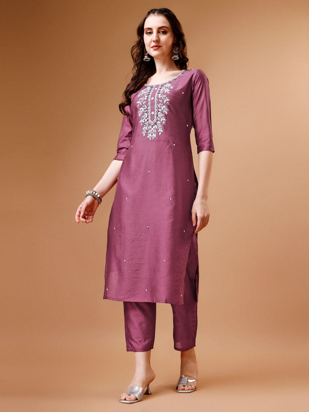 Hand Beads Embroidered Kurta With Pant & Dupatta, Multicolor - Hiral Fashion - Distacart