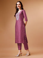 Hand Beads Embroidered Kurta With Pant & Dupatta, Multicolor - Hiral Fashion - Distacart