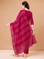 Hand Embroidered Kurta With Pant & Dupatta, Multicolor - Hiral Fashion - Distacart