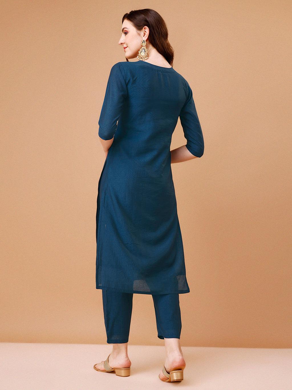 Hand Embroidered Kurta With Pant & Dupatta, Multicolor - Hiral Fashion - Distacart
