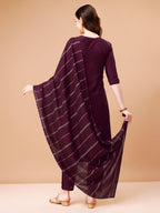 Hand Embroidered Kurta With Pant & Dupatta, Multicolor - Hiral Fashion - Distacart