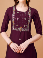 Hand Embroidered Kurta With Pant & Dupatta, Multicolor - Hiral Fashion - Distacart