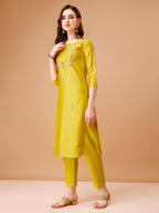 Hand Embroidered Kurta With Pant & Dupatta, Multicolor - Hiral Fashion - Distacart