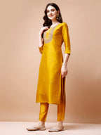 Hand Embroidered Kurta With Pant & Organza Dupatta, Multicolor - Hiral Fashion - Distacart