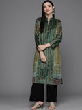 Ahalyaa Women Printed Gotta Patti Velvet Kurta - Green Color
