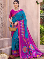 Anaita Blue Silk Saree With Blouse Piece - Distacart