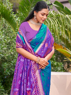 Anaita Blue Silk Saree With Blouse Piece - Distacart