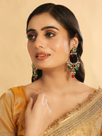 Nuyug 22K Gold Plated Crescent Kundan Drop Red Stone Chandbali Earrings - Distacart