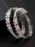 NVR Women's Set of 2 Silver-Plated American Diamond Handcrafted Bangles - Distacart