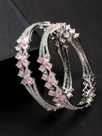 NVR Women's Set of 2 Silver-Plated American Diamond Handcrafted Bangles - Distacart
